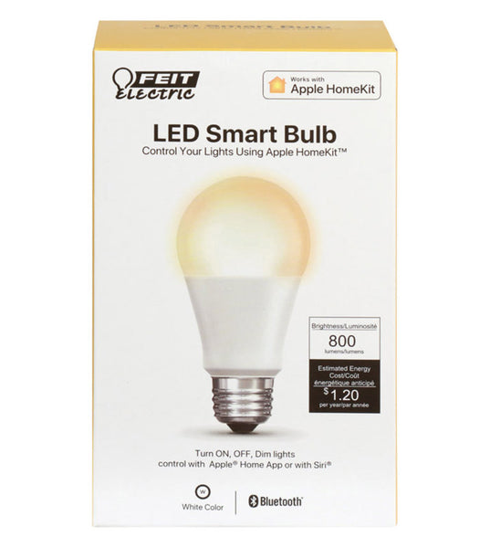 Bombilla LED inteligente Feit Electric A19 E26 (mediana), luz blanca cálida, equivalente a 60 vatios, paquete de 1