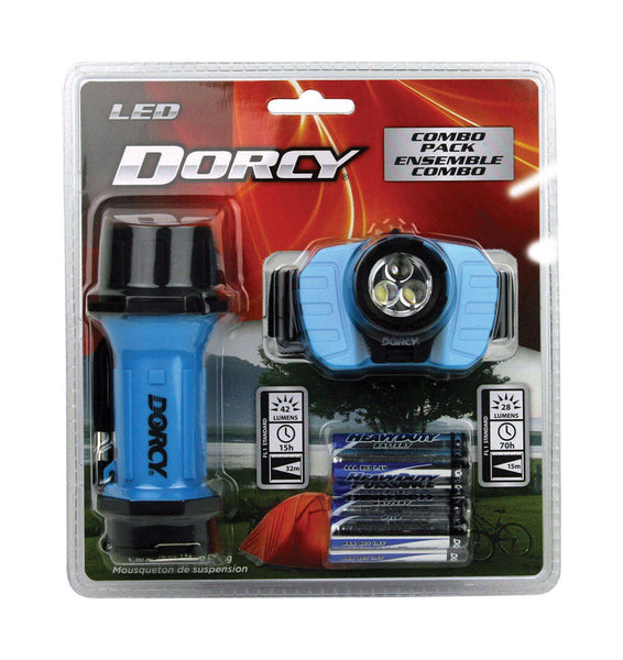 Dorcy 27 lumens Assorted LED Flashlight and Headlight Combo Pack AAA Battery