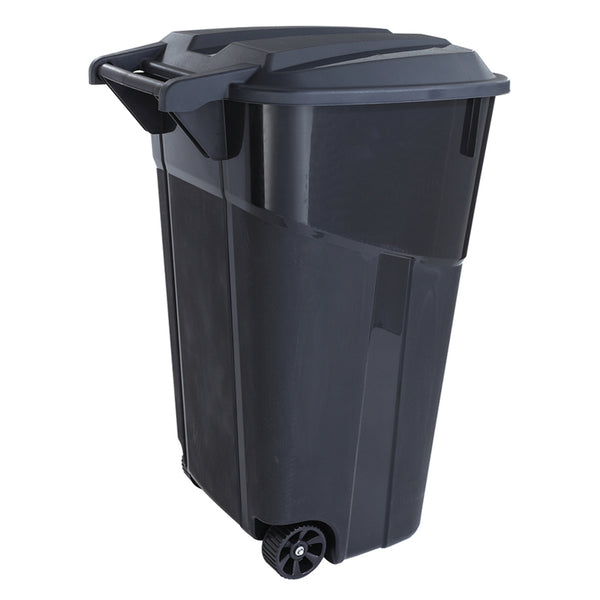 Tapa para bote de basura de plástico con ruedas de 32 galones de United Solutions incluida