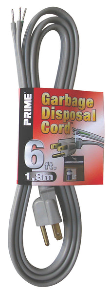 Prime Ps200606 6' 16/3 Spt-3 Gray Power Supply Cord W/Straight Plug