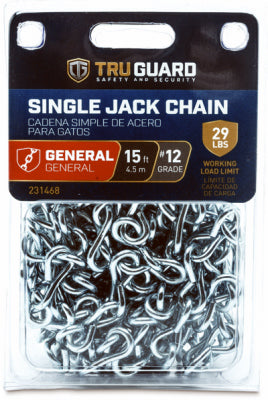 Single Jack Chain, Zinc-Plated Steel, #12 x 15-Ft.