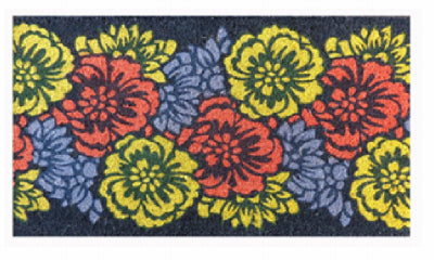 Felpudo de fibra de coco, diseño floral, 18 x 30 pulgadas.