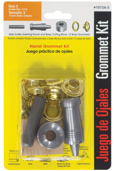 Lord & Hodge 1073a-3 #3 Brass Handi-Grommet Kits 12 Count