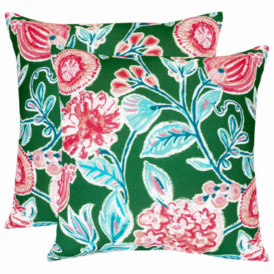 Cojín decorativo para exteriores Patio Premiere, diseño floral verde, 16 x 16 x 4 pulgadas (paquete de 12)