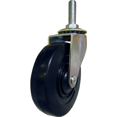 Ruedas giratorias de goma, vástago roscado, 4 pulg.