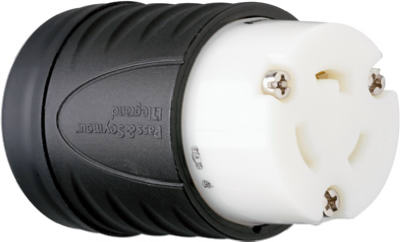 Locking Connector, Black & White, 2-Pole/3-Wire, 20A, 125-Volt