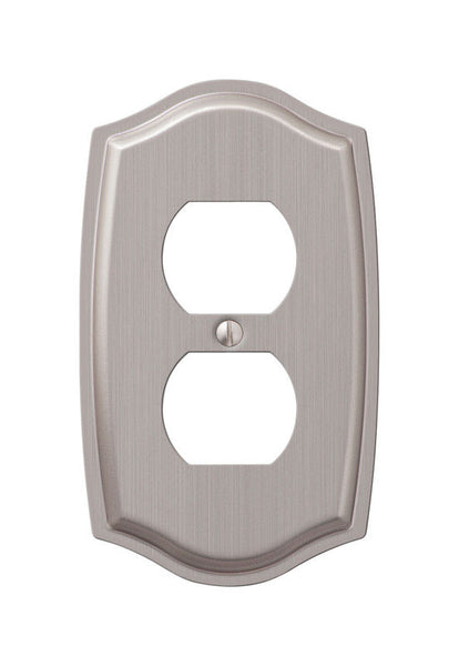 Amerelle Sonoma Brushed Nickel 1 gang Stamped Steel Duplex Outlet Wall Plate 1 pk