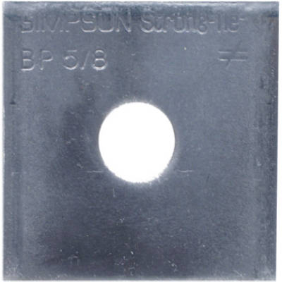 Placa de apoyo, acero de 1/4 pulg., 2-1/2 x 2-1/2 pulg., diámetro de perno de 5/8 pulg. (paquete de 100)