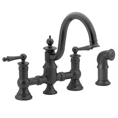 Grifo de cocina de arco alto de dos manijas de hierro forjado
