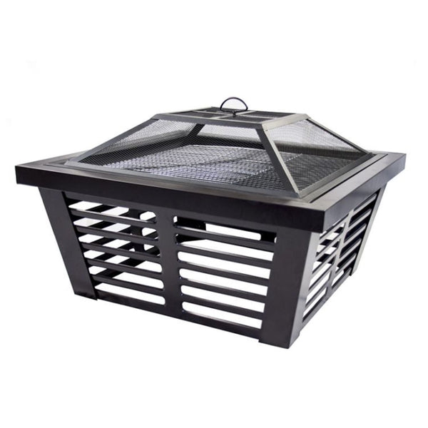 Brasero de madera moderno Pleasant Hearth Hudson de 23 pulgadas de alto x 34 pulgadas de ancho x 34 pulgadas de profundidad de acero