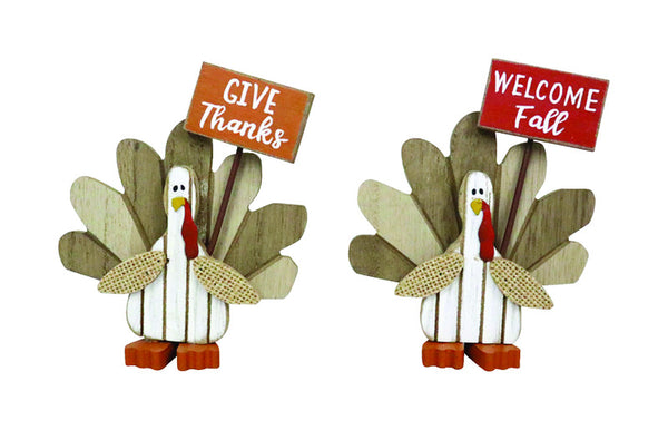 Celebrations Tabletop Turkey Fall Decoration 5.91 in. H x 1.3 in. W 1 pk (Pack of 24)