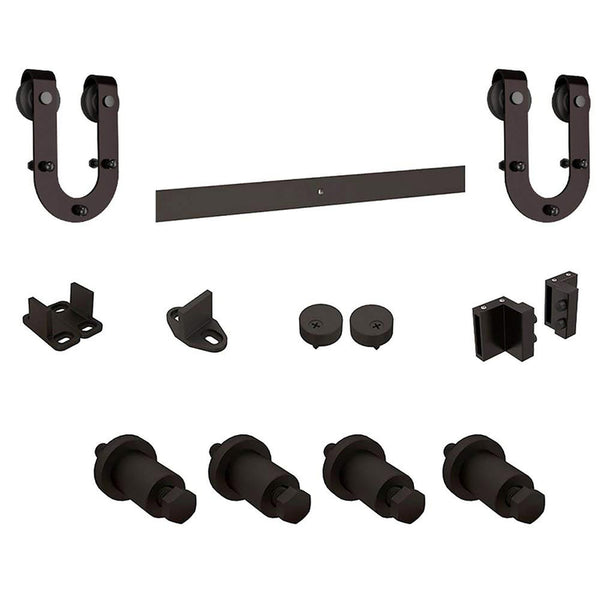 National Hardware Oil Rubbed Bronze Black Steel Sliding Door Hardware Kit 1 pk