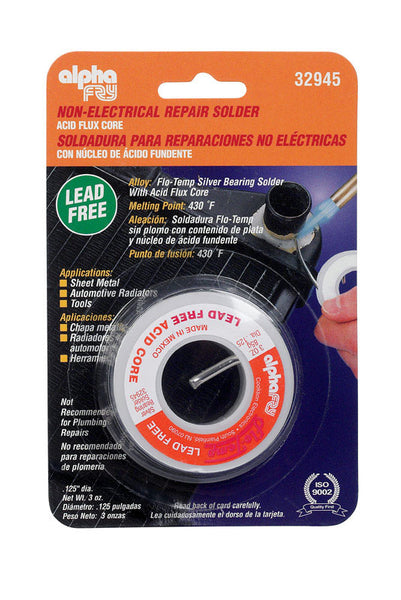 Alpha Fry 3 oz. Lead-Free Repair Solder 0.125 in. Dia. Silver Bearing 1 pc.