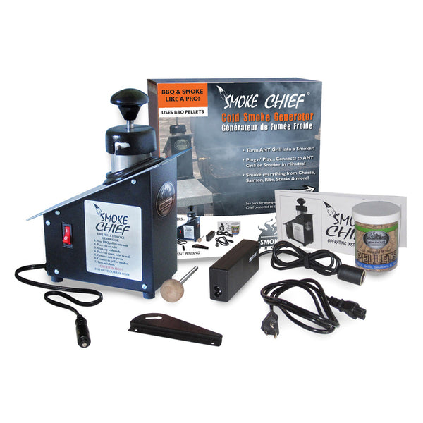 Generador de humo frío Smokehouse de metal negro de 4 pulgadas de largo x 8 pulgadas de ancho
