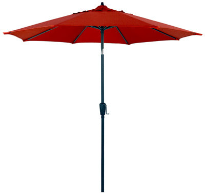 Sombrilla de patio, estructura de acero, poliéster rojo, 9 pies.