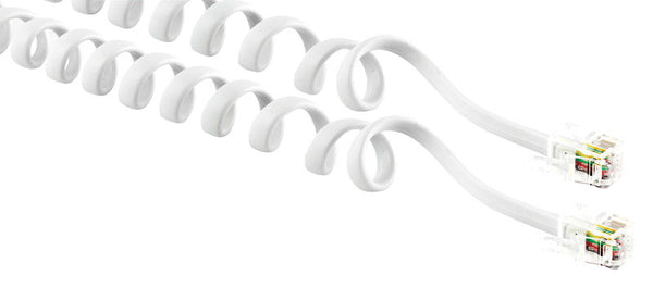 Cable telefónico en espiral de 25 pies, blanco
