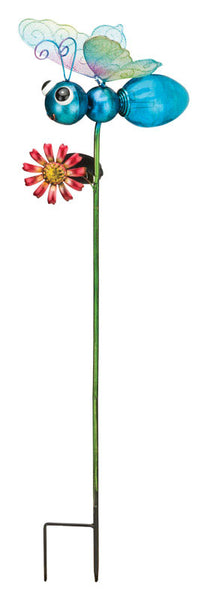 Estaca solar para jardín en forma de libélula de vidrio o metal azul de 36 in de alto (paquete de 8) de Regal Art & Gift