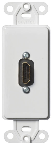 Leviton 002-41647-00w White Decora 1-Gang Insert Hdmi Feedthrough Quickport Connector Wallplate