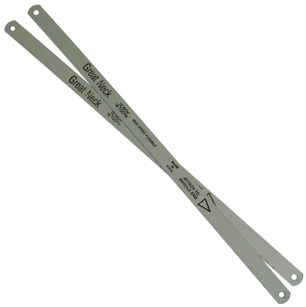 Hojas de sierra para metales de acero al molibdeno de 12" y 18 dientes por pulgada Great Neck Gm228