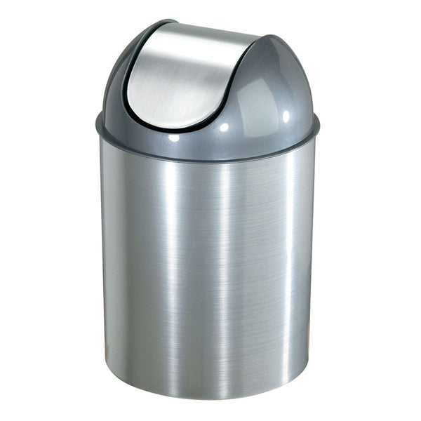 Umbra 082744-421 Bote de basura con tapa abatible de níquel de 2,5 galones (paquete de 3)