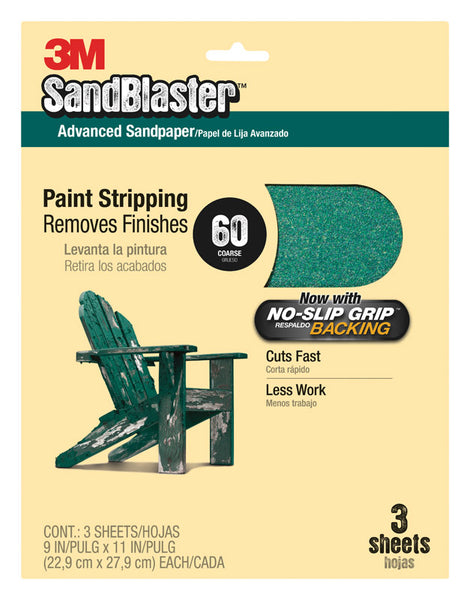 3M 20060-G 9" X 11" 60 Grit SandBlasterΓäó Paint Stripping Sandpaper