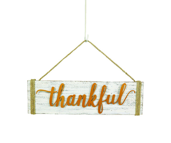 Celebrations 5.2 in. H x 16.93 in. W x 0.79 in. L Brown/White Wood Fall Decoration (Pack of 4)
