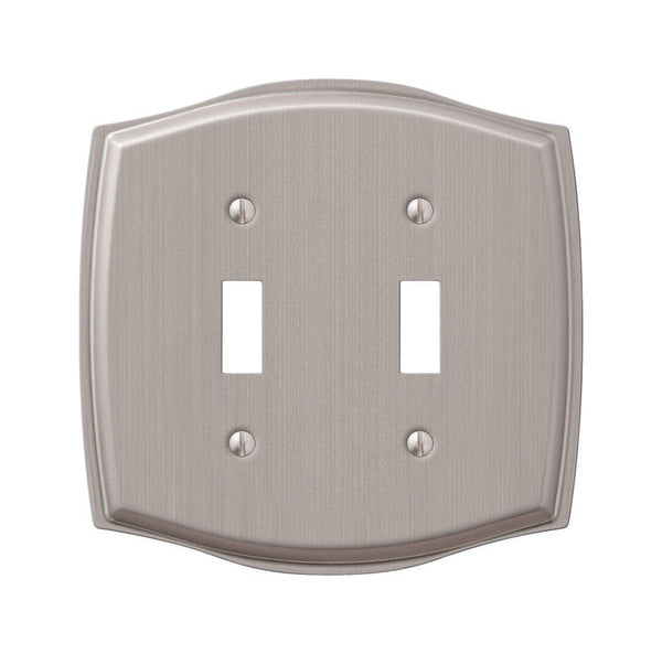 Amerelle Sonoma Brushed Nickel 2 gang Stamped Steel Toggle Wall Plate 1 pk