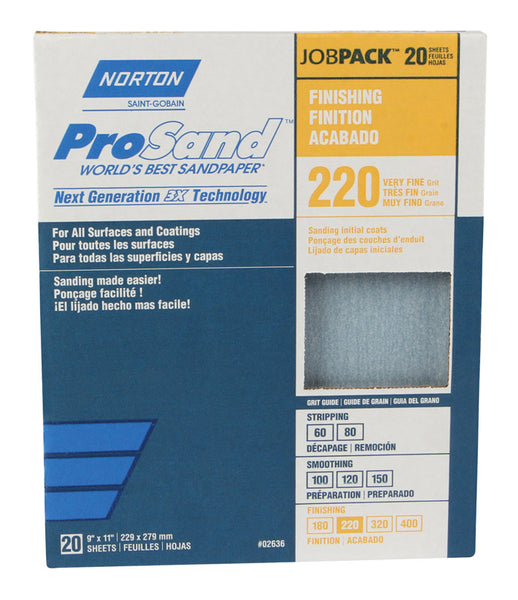 Papel de lija de 9 x 11 pulgadas, 220 g, paquete de 20