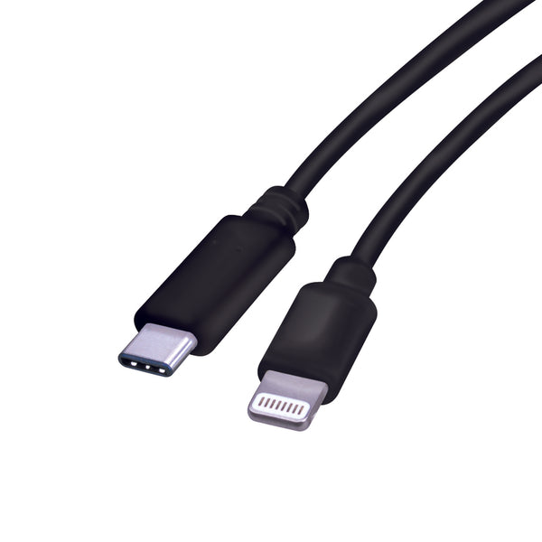 Cable de carga y sincronización Fabcordz Lightning a USB-C de 3 pies, color negro