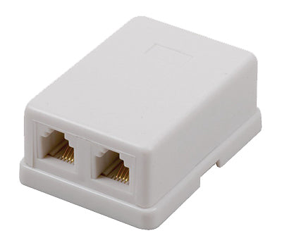 Toma telefónica modular doble, color blanco