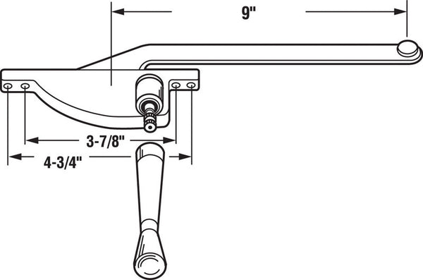 Prime-Line Bronze Steel Left Single-Arm Casement Window Operator For Steel Framed Windows