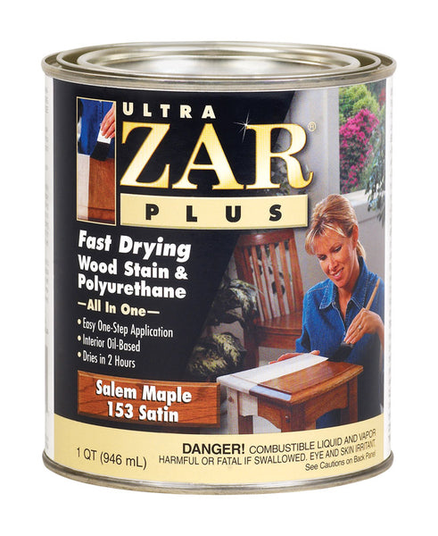 ULTRA ZAR Plus Satin Salem Maple Oil-Based Fast-Drying Wood Stain and Polyurethane 1 qt. (Pack of 4)