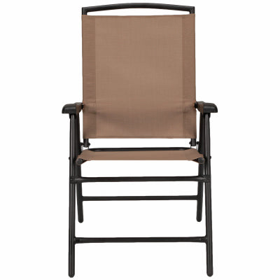Sunny Isles Steel Folding Chair, Sling Fabric, Mocha