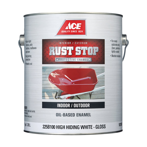 Ace Rust Stop Indoor/Outdoor Gloss High-Hiding White Oil-Based Enamel Rust Preventative Paint 1 gal (Pack of 4)