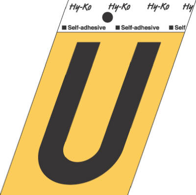 Address Letters, "U", Black/Gold Aluminum, Adhesive, 3.5-In. (Pack of 10)