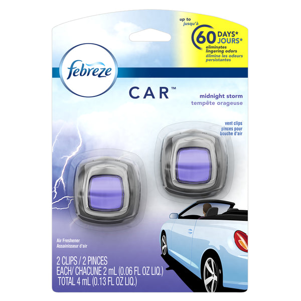 Febreze Car Midnight Storm Scent Car Vent Clip 0.13 oz. Liquid (Pack of 8)