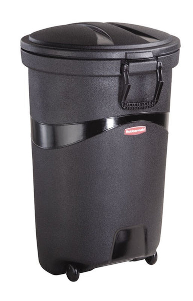 Rubbermaid Wheeled Trash Can 32 Gal 23 " Diameter X 32.5 " H Plastic Black (Case of 8)