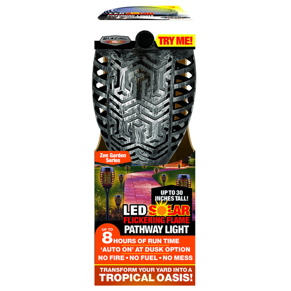 Antorcha LED solar para jardín Blazing LEDz negra (paquete de 12)