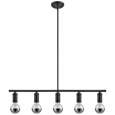 Lámpara colgante lineal de 5 luces, color negro mate