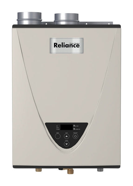 Calentador de agua a gas natural sin tanque Reliance de 6,6 galones y 160 000 BTU