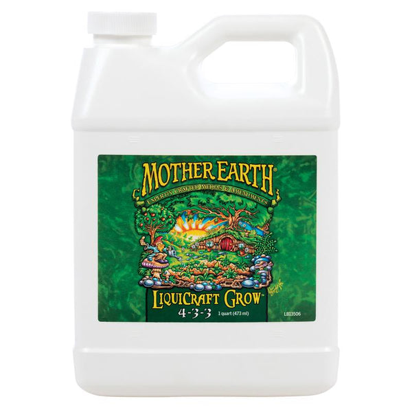 Nutrientes para plantas hidropónicas Mother Earth Liquicraft Grow, 1 cuarto de galón.