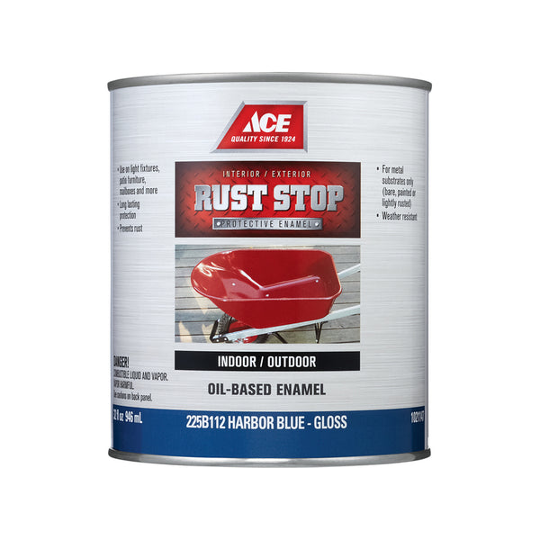 Rust Stop Indoor/Outdoor Harbor Blue Oil-Based Enamel Rust Preventative Paint1qt (Pack of 4)