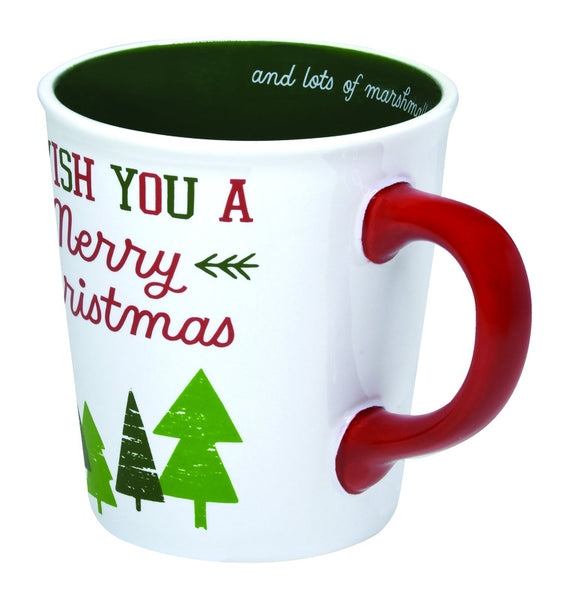 Hallmark Wish You A Merry Christmas Mug Christmas Decoration White Ceramic 4 in. 1 pk (Pack of 4)