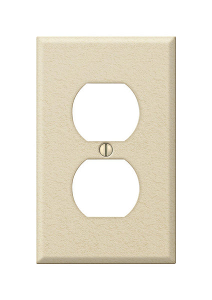 Amerelle Contractor Ivory 1 gang Stamped Steel Duplex Outlet Wall Plate 1 pk