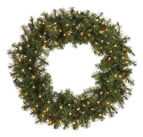 J & J Seasonal Prelit Green Masterpiece Commercial Wreath 36 in. Dia. Clear