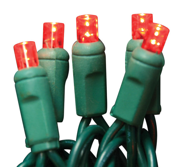Juego de luces LED comerciales Celebrations Platinum de 5 mm, color rojo y 50 luces verdes
