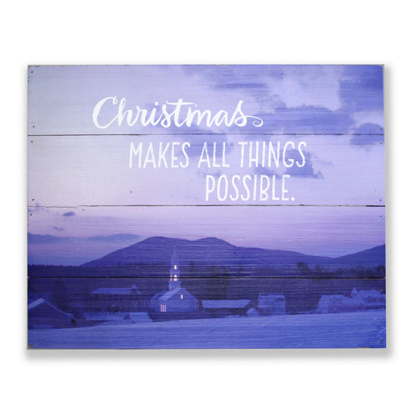 Letrero de mesa Hallmark Blue Christmas Makes All Things Possible (paquete de 4).