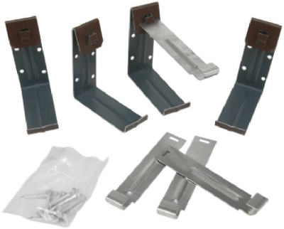 Soporte de fascia de canalón con clavos, acero galvanizado marrón, 4 pulgadas, paquete de 4.