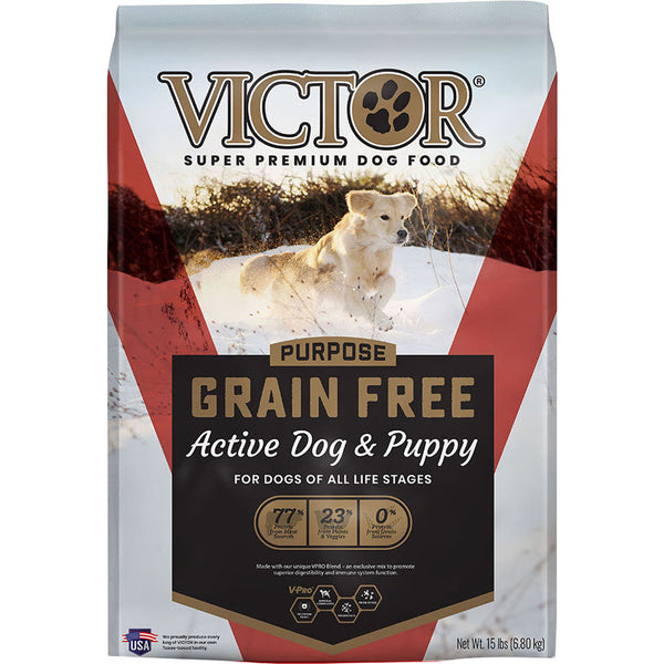 Alimento sin granos para perros y cachorros activos Purpose