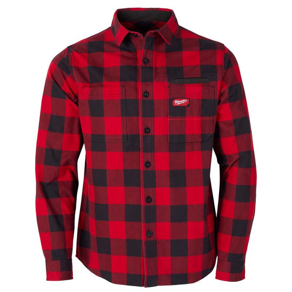 Camisa de franela roja con cuello y manga larga Milwaukee Gridiron XXL para hombre